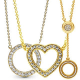 925 Sterling Silver Open Heart Necklace for Charm DIY Jewelry
