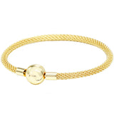 925 Sterling Silver Sparkling Heart Ball Clasp Mesh Bangle