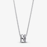 925 Sterling Silver Signature Logo Pave & Beads Pendant & Necklace for Women