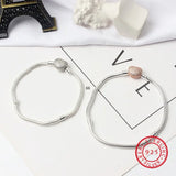 925 Sterling Silver Snake Chain Bracelet with Heart Clasp for Women
