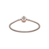 925 Sterling Silver Snake Chain Bracelet with Crown for Charms Clips Beads