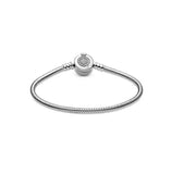 925 Silver Snake Chain Pan Bracelet Crown O Fit Charms Beads