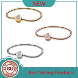 925 Silver Snake Chain Bracelet Crown Charm Beads Jewelry