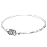 925 Silver Sparkling Barrel Asym Star Clasp Snake Chain Bangle