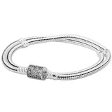 925 Silver Barrel Star Clasp Snake Chain Bracelet