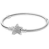 925 Silver Barrel Star Clasp Snake Chain Bracelet