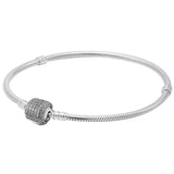 925 Silver Barrel Star Clasp Snake Chain Bracelet