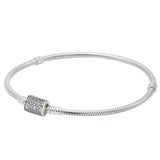 925 Silver Barrel Star Clasp Snake Chain Bracelet