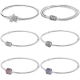 925 Silver Barrel Star Clasp Snake Chain Bracelet