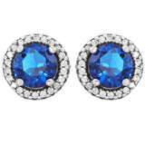 925 Silver Crown Stud Earring Sparkling Timeless Classic Round Women Gift