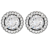 925 Silver Crown Stud Earring Sparkling Timeless Classic Round Women Gift