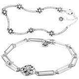 925 Sterling Silver Daisy Flower Petal Link Bracelet for DIY Jewelry