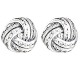 925 Silver Sparkling Love Knot Heart Stud Earring
