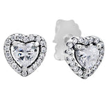 925 Silver Sparkling Love Knot Heart Stud Earring