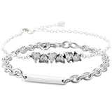 925 Silver Endless Hearts Bar Bracelet for Charm DIY