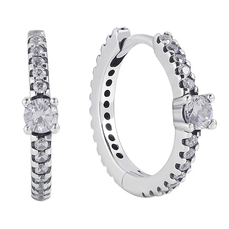 925 Silver Logo Signature Hoop Earrings For Women Gift