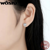 925 Silver Sparkling Love Stud Earrings Clear CZ Gift XCHS405