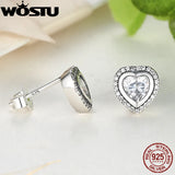925 Silver Sparkling Love Stud Earrings Clear CZ Gift XCHS405