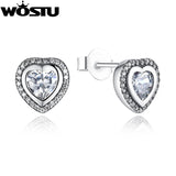925 Silver Sparkling Love Stud Earrings Clear CZ Gift XCHS405
