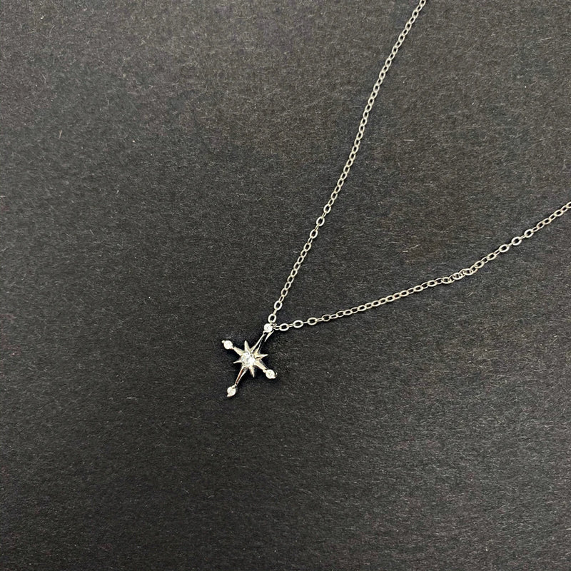925 Sterling Silver Star Necklace Cross Chain Luxary Vintage Girls Bulk Jewelry