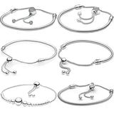 925 Silver Bead Heart Star Bracelet DIY Jewelry
