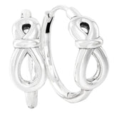 925 Sterling Silver Beaded Hearts Infinity Knot Bow Hoop Earring