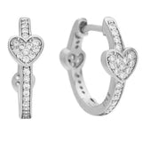 925 Sterling Silver Beaded Hearts Infinity Knot Bow Hoop Earring