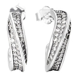 925 Sterling Silver Beaded Hearts Infinity Knot Bow Hoop Earring
