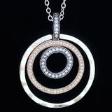 925 Silver Two-tone Circles Pendant Necklace with Crystal Charm