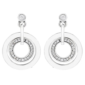 925 Silver Signature Circles Love Heart Crystal Hoop Earrings