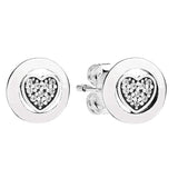 925 Silver Love Heart Crystal Double Hoop Earrings