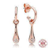 925 Silver Rose Signature Circles Pave Double Twist Faith Hoop Earrings