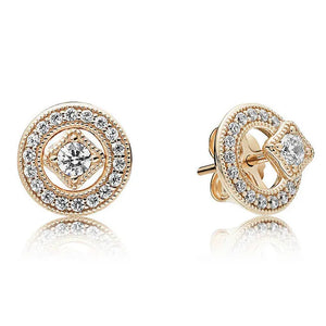 925 Silver Rose Signature Circles Pave Double Twist Faith Hoop Earrings