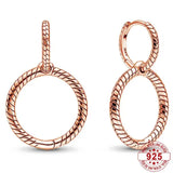 925 Silver Rose Signature Circles Pave Double Twist Faith Hoop Earrings