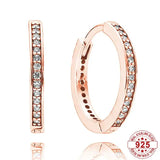 925 Silver Rose Signature Circles Pave Double Twist Faith Hoop Earrings