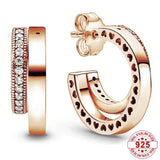925 Silver Rose Signature Circles Pave Double Twist Faith Hoop Earrings