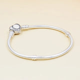 925 Sterling Silver Heart Bracelet Crystal Snake Chain Bangle