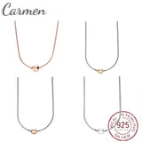 925 Sterling Silver Snake Chain Necklace with Clasp for Women