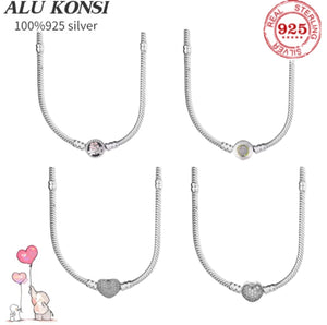 925 Sterling Silver Necklace with Snake Chain Clasp for Women