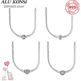 925 Sterling Silver Necklace with Snake Chain Clasp for Women