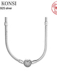 925 Sterling Silver Necklace with Snake Chain Clasp for Women
