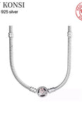 925 Sterling Silver Necklace with Snake Chain Clasp for Women