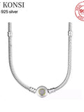 925 Sterling Silver Necklace with Snake Chain Clasp for Women