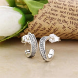 925 Silver Crystal Pan Earrings with Wavy Tie Nails