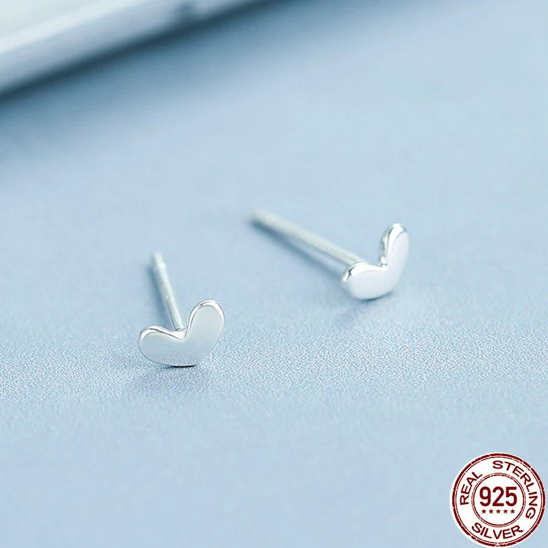 925 Silver Small Heart Stud Earrings for Girls