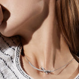 925 Sterling Silver Bowknot Pendant Necklace for Women Bridal Charm