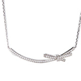 925 Sterling Silver Bowknot Pendant Necklace for Women Bridal Charm