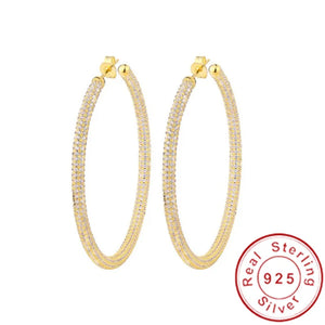 925 Sterling Silver Hoop Earrings with 600pcs AAAAA Zircon Pave Set