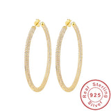 925 Sterling Silver Hoop Earrings with 600pcs AAAAA Zircon Pave Set