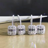 925 Silver T Shape Dangle Earrings with Diamonds - Wedding Bridal Jewelry